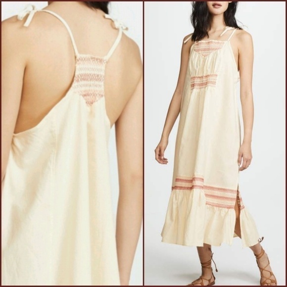 NEW! FREE PEOPLE Another Love Smocked High Neck Midi Dress Small. - Picture 2 of 8